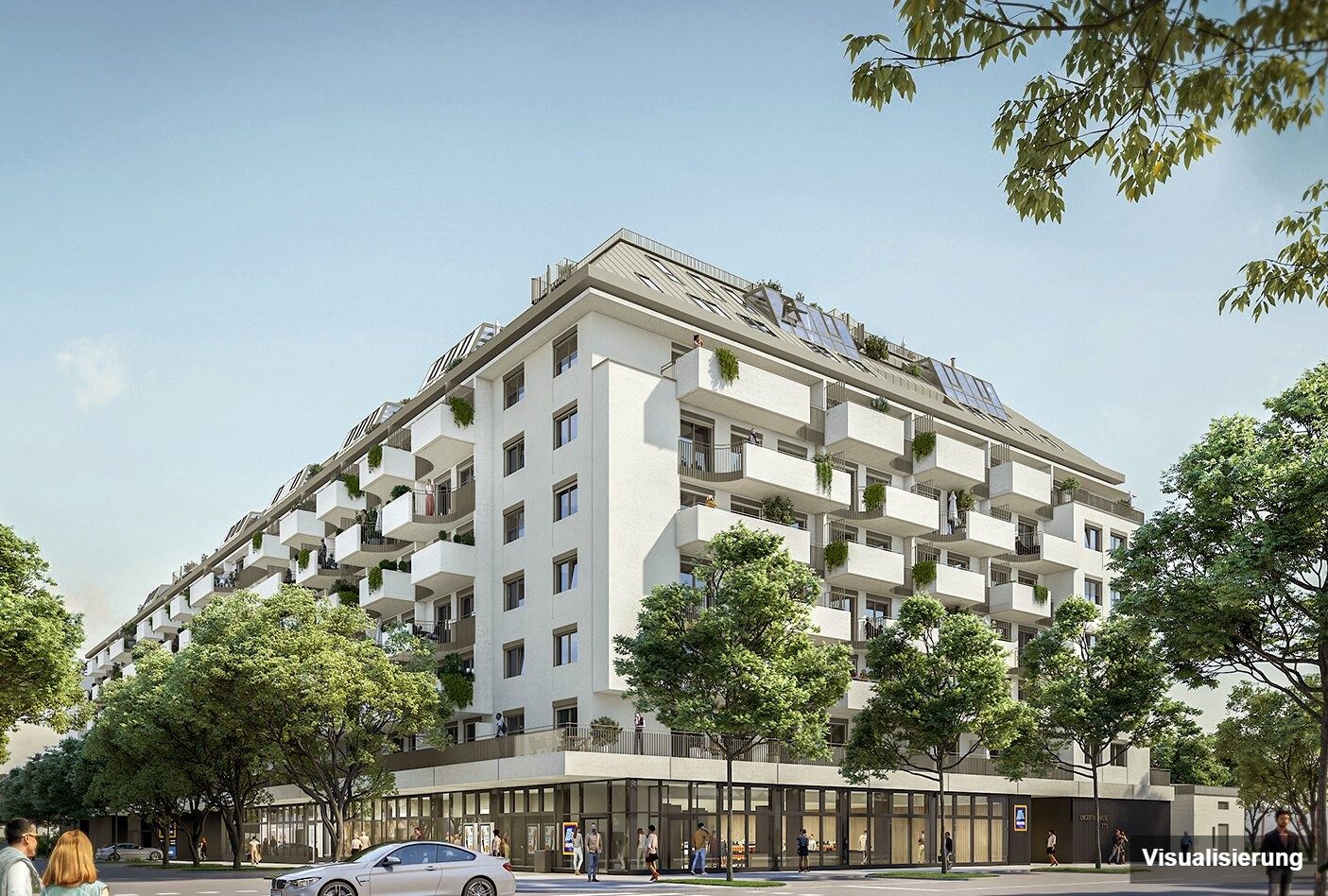 Ansicht Wohnanlage (Visualisierung): Wien-Brigittenau · Neubau: 2-Zimmer-Anlegerwohnung ca. 46 m² · Traisengasse · provisionsfrei