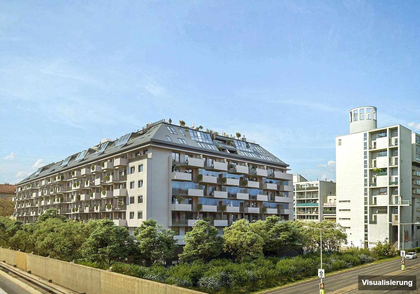 Ansicht Wohnanlage (Visualisierung): RESERVIERT · Wien-Brigittenau · Neubau: 4-Zimmer-Anlegerwohnung ca. 83 m² · Traisengasse · provisionsfrei