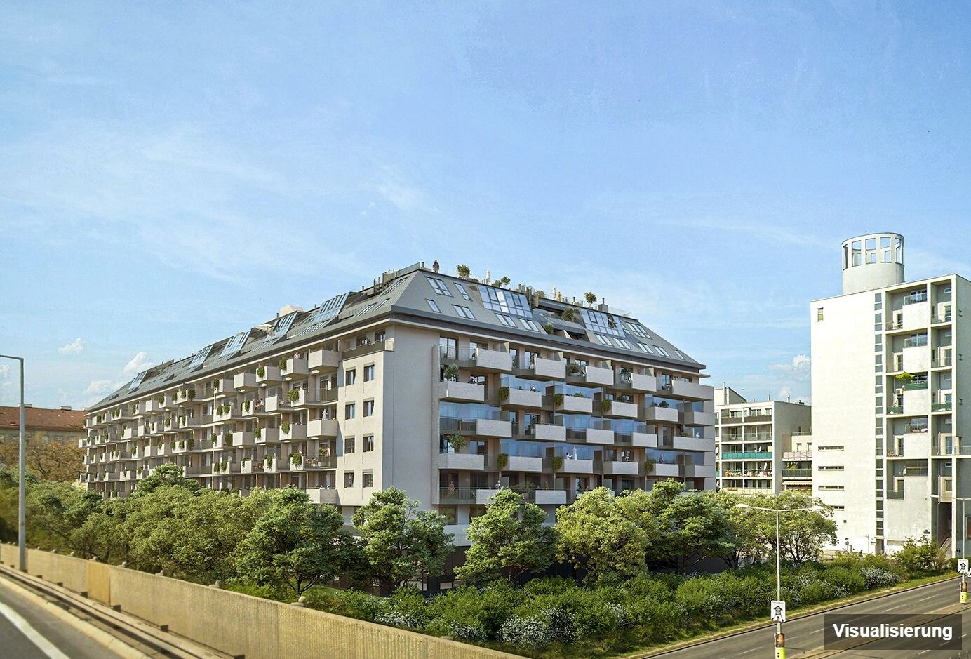 Ansicht Wohnanlage (Visualisierung): Wien-Brigittenau · Neubau: 2-Zimmer-Anlegerwohnung ca. 40 m² · Traisengasse · provisionsfrei