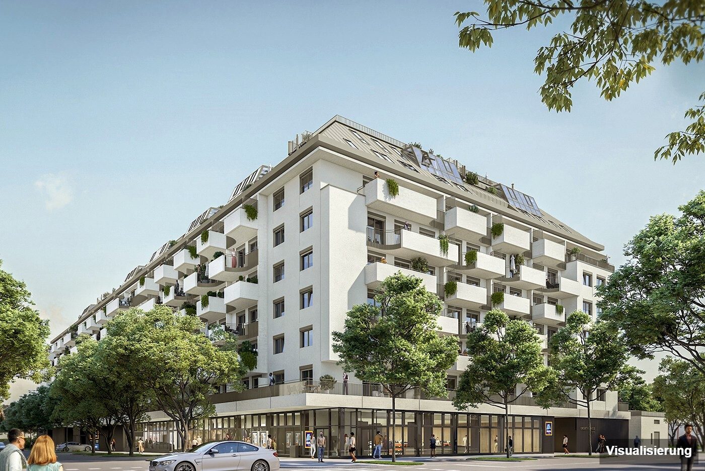 Ansicht Wohnanlage (Visualisierung): Wien-Brigittenau · Neubau: 2-Zimmer-Anlegerwohnung ca. 40 m² · Traisengasse · provisionsfrei
