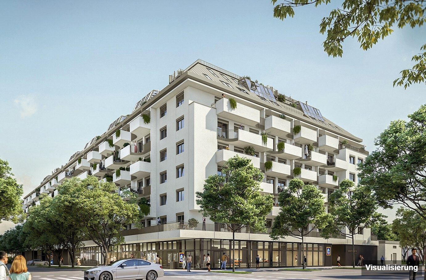 Ansicht Wohnanlage (Visualisierung): Wien-Brigittenau · Neubau: 3-Zimmer-Anlegerwohnung ca. 63 m² · Traisengasse · provisionsfrei