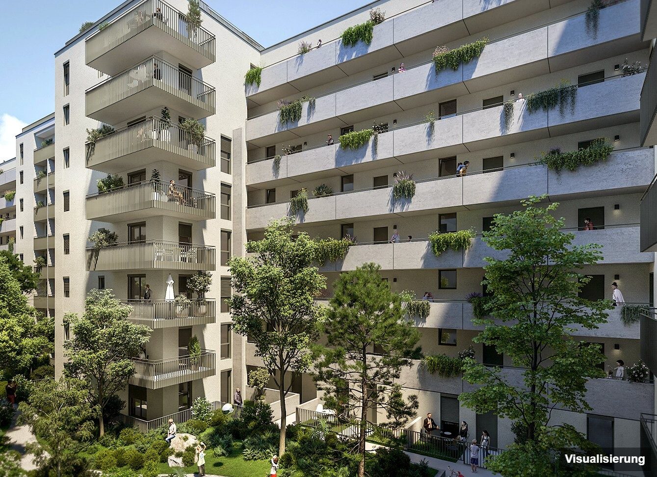 Ansicht Wohnanlage (Visualisierung): Wien-Brigittenau · Neubau: 4-Zimmer-Anlegerwohnung ca. 77 m² · Traisengasse · provisionsfrei