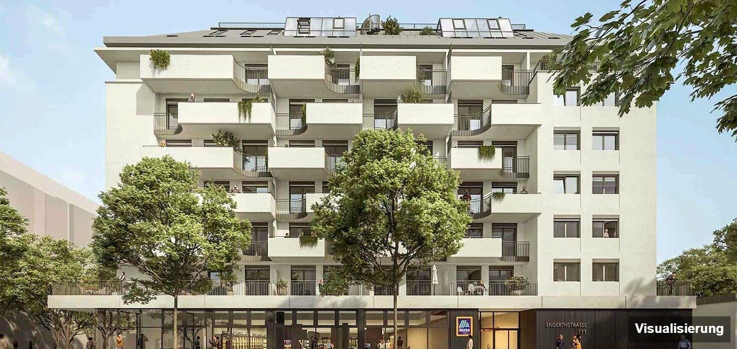Ansicht Wohnanlage (Visualisierung): Wien-Brigittenau · Neubau: 2-Zimmer-Anlegerwohnung ca. 42 m² · Traisengasse · provisionsfrei