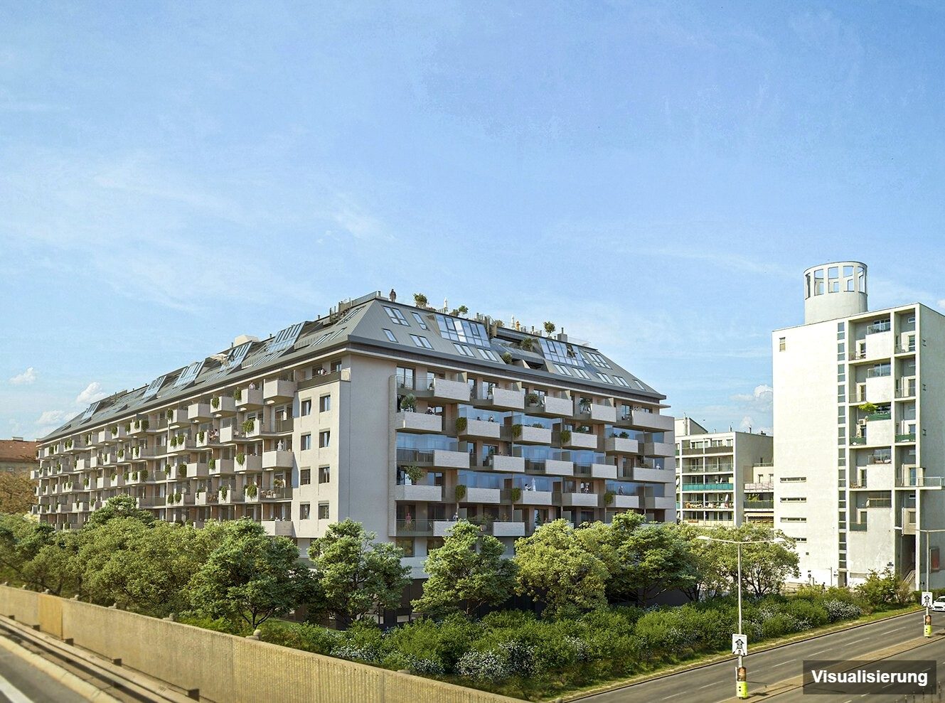 Ansicht Wohnanlage (Visualisierung): Wien-Brigittenau · Neubau: 2-Zimmer-Anlegerwohnung ca. 40 m² · Traisengasse · provisionsfrei