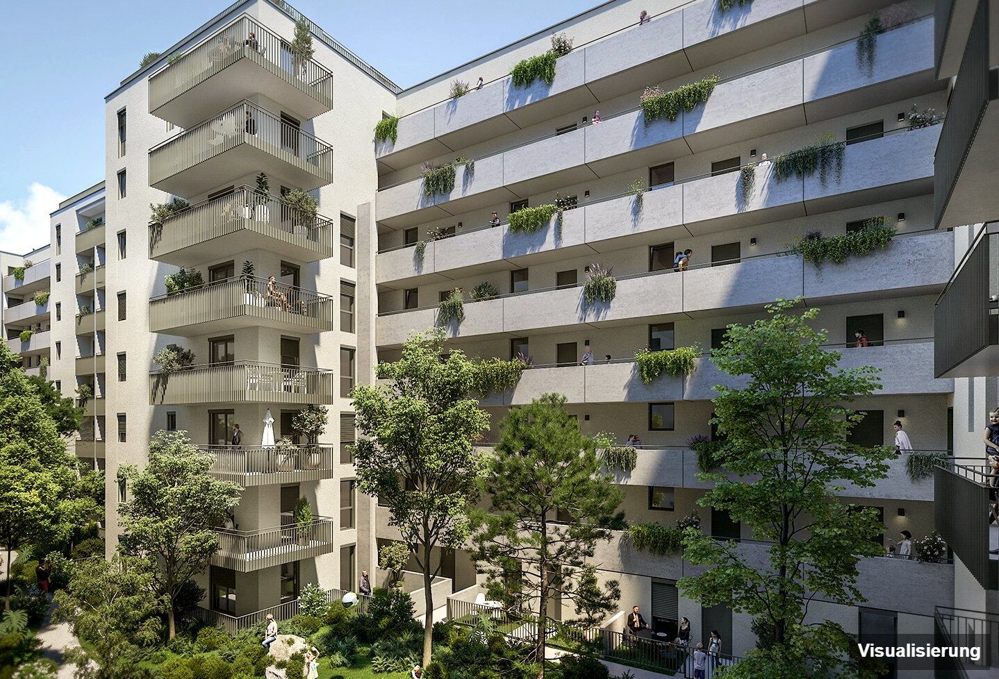 Ansicht Wohnanlage (Visualisierung): Wien-Brigittenau · Neubau: 3-Zimmer-Anlegerwohnung ca. 63 m² · Traisengasse · provisionsfrei