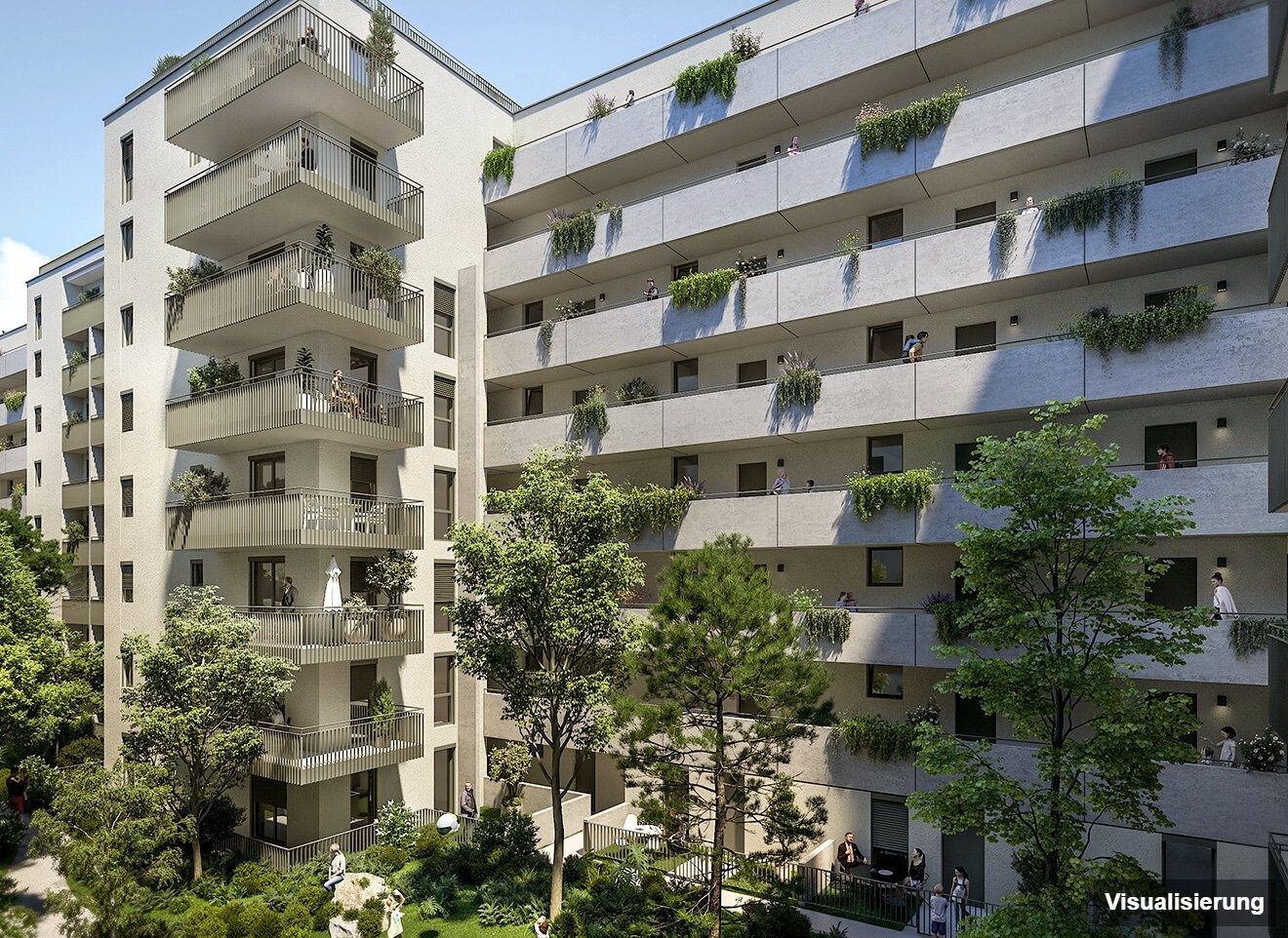 Ansicht Wohnanlage (Visualisierung): Wien-Brigittenau · Neubau: 2-Zimmer-Anlegerwohnung ca. 40 m² · Traisengasse · provisionsfrei