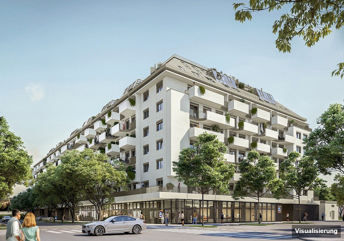 Ansicht Wohnanlage (Visualisierung): Wien-Brigittenau · Neubau: 4-Zimmer-Anlegerwohnung ca. 105 m² · Traisengasse · provisionsfrei