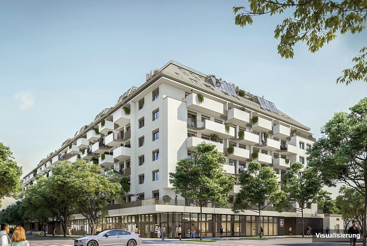 Ansicht Wohnanlage (Visualisierung): Wien-Brigittenau · Neubau: 2-Zimmer-Anlegerwohnung ca. 51 m² · Traisengasse · provisionsfrei