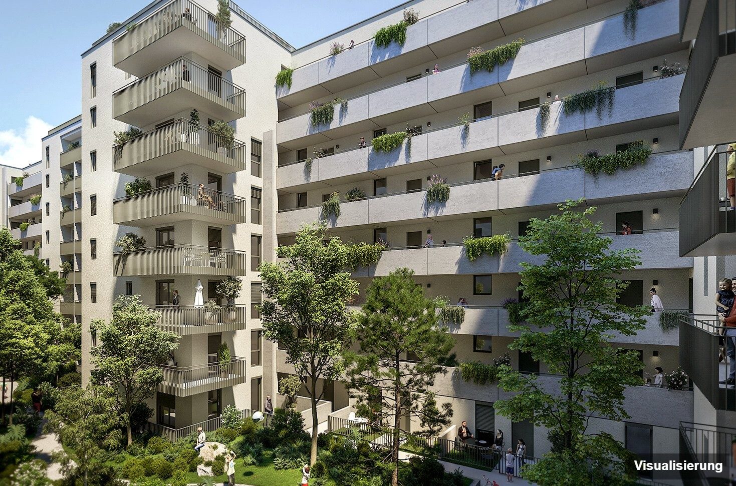 Ansicht Wohnanlage (Visualisierung): Wien-Brigittenau · Neubau: 2-Zimmer-Anlegerwohnung ca. 43 m² · Traisengasse · provisionsfrei