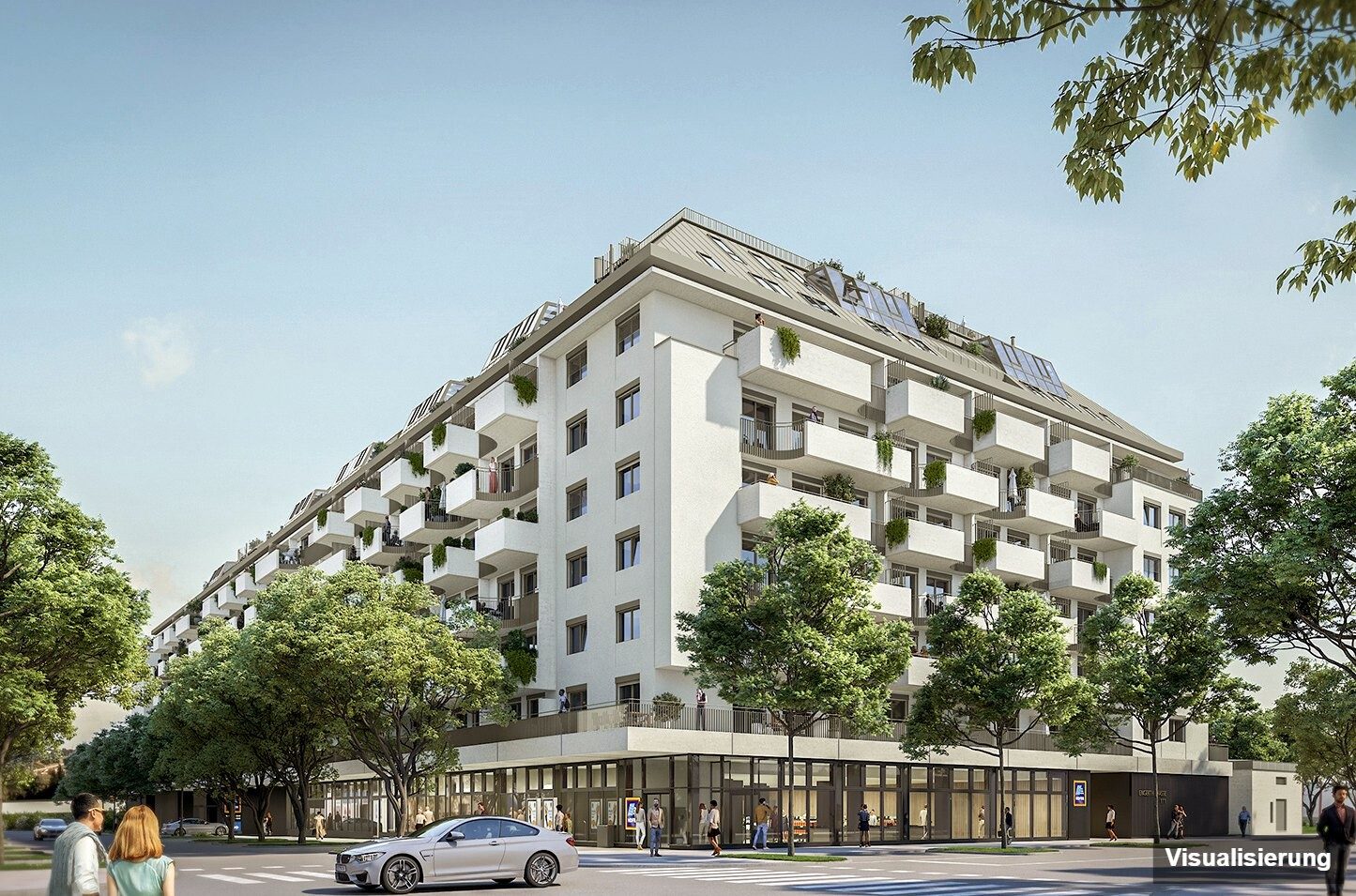 Ansicht Wohnanlage (Visualisierung): Wien-Brigittenau · Neubau: 4-Zimmer-Anlegerwohnung ca. 103 m² · Traisengasse · provisionsfrei