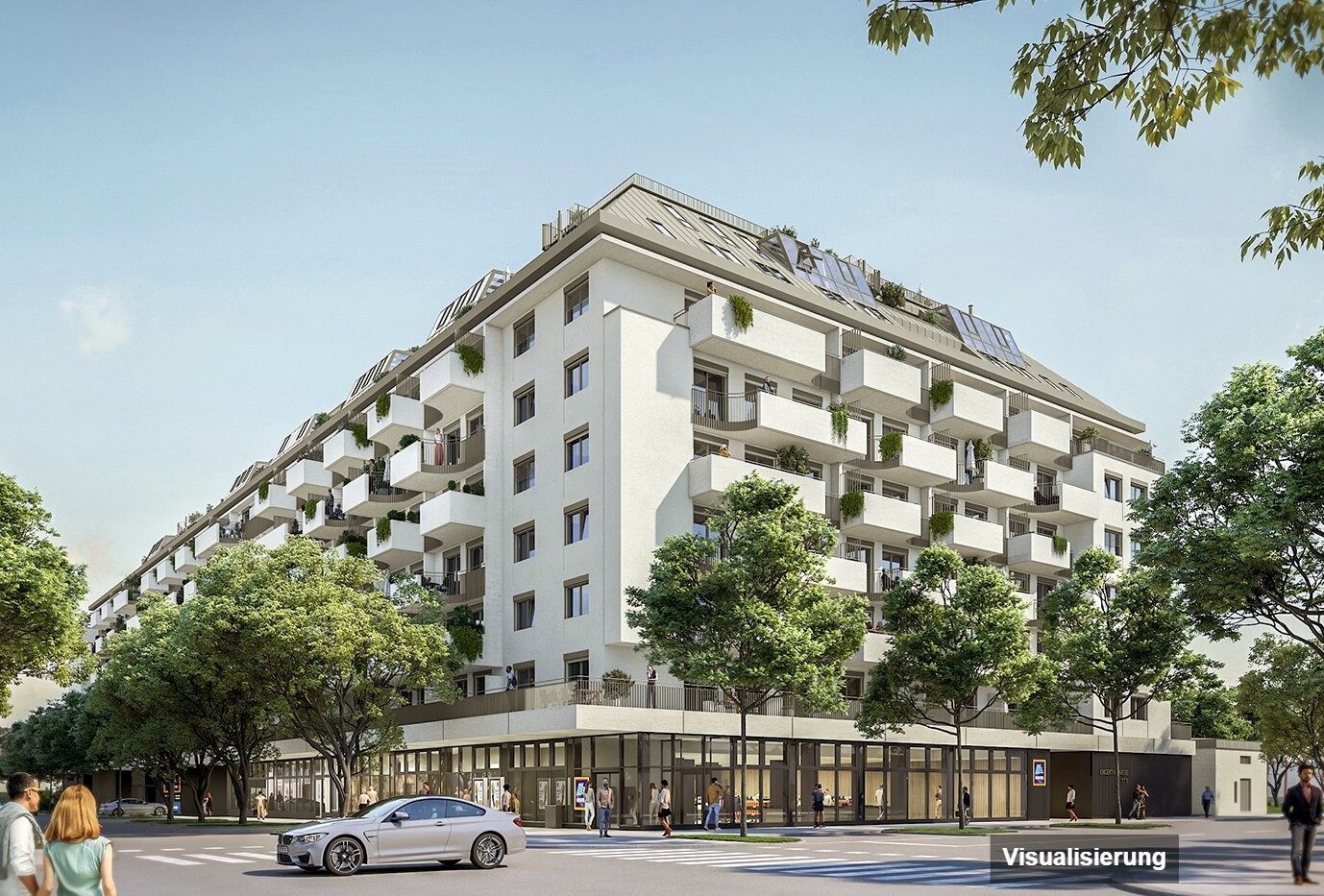 Ansicht Wohnanlage (Visualisierung): Wien-Brigittenau · Neubau: 4-Zimmer-Anlegerwohnung ca. 113 m² · Traisengasse · provisionsfrei