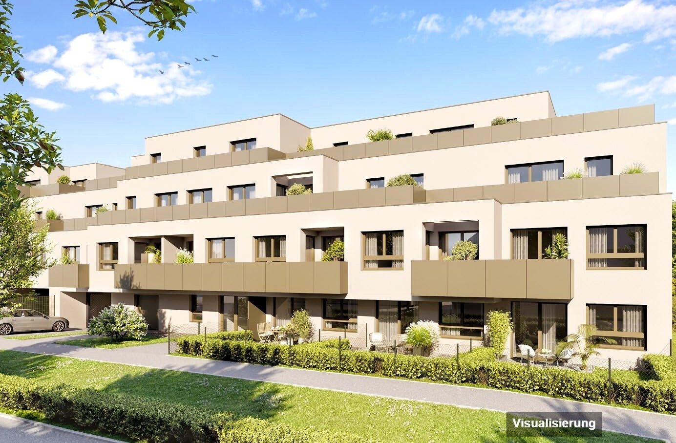 Ansicht Wohnanlage (Visualisierung): RESERVIERT · Wien-Donaustadt · Bestand: 3-Zimmer-Anlegerwohnung ca. 64 m² · Wulzendorfstraße · provisionsfrei
