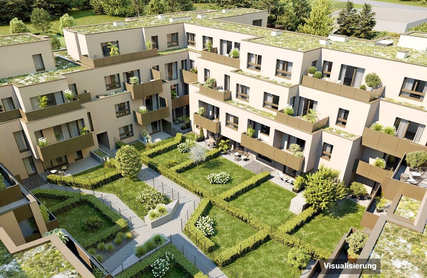 Ansicht Wohnanlage (Visualisierung): RESERVIERT · Wien-Donaustadt · Bestand: 3-Zimmer-Anlegerwohnung ca. 57 m² · Wulzendorfstraße · provisionsfrei