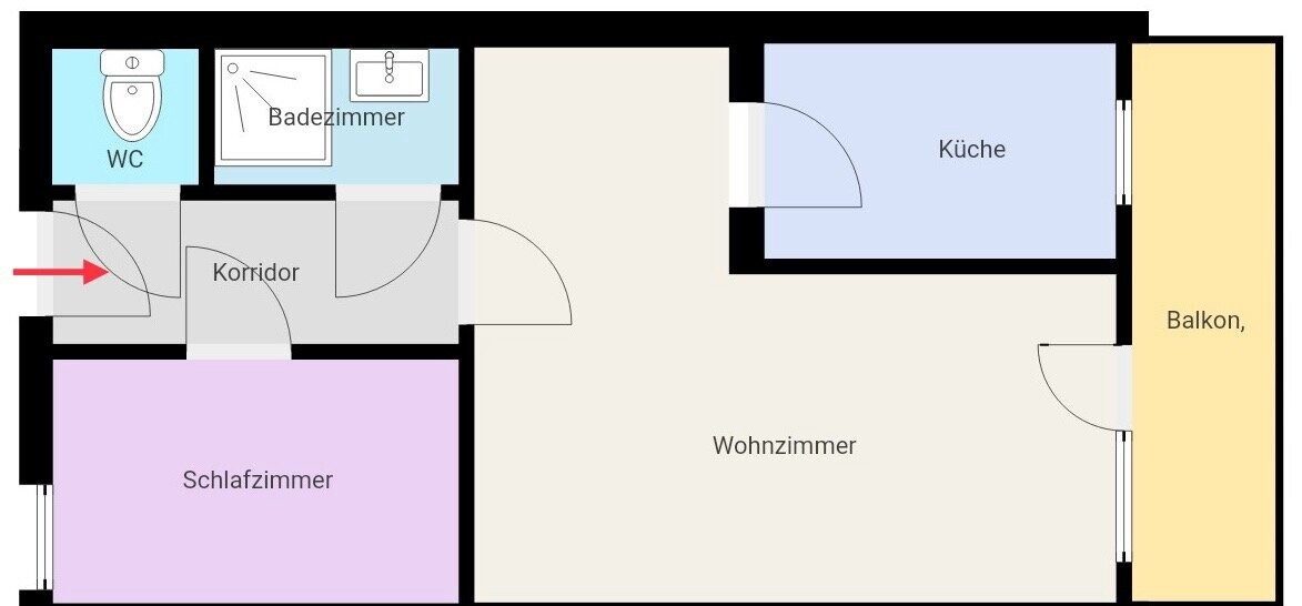 Grundriss: Grundriss (Plan des Eigentümers) – Graz-Lend nahe Fröbelpark · 2 Zimmer 46 m² + Balkon, Lift · provisionsfrei · 109.000 €