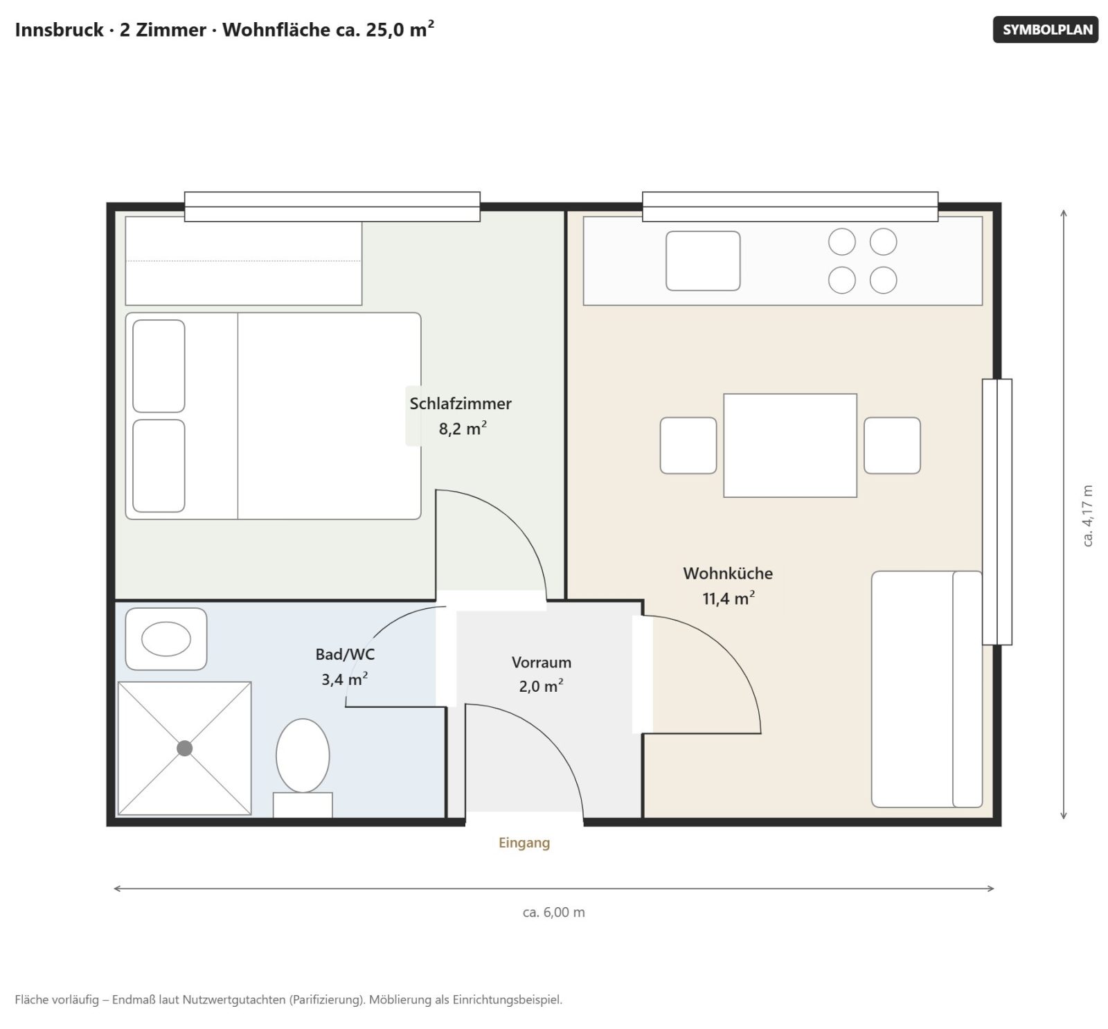 Grundriss: 2026-928_04_Grundriss – Zwei Zimmer in der Innsbrucker Innenstadt: vermietete Kapitalanlage im Zinshaus